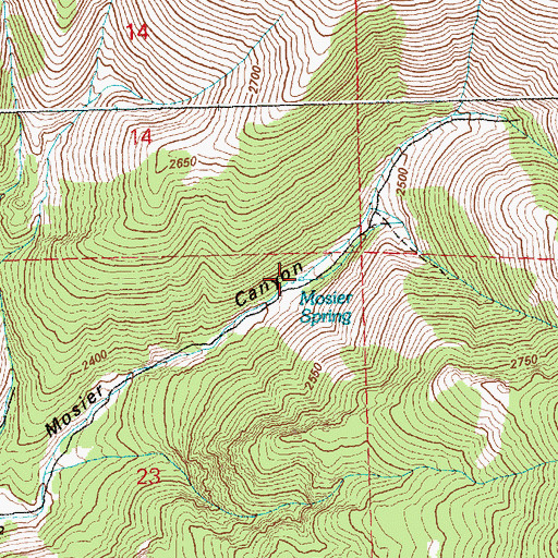 Topographic Map of Mosier Spring, NV