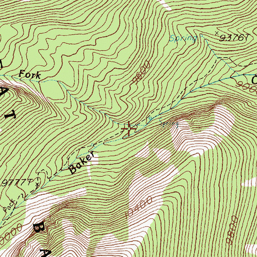 Topographic Map of North Fork Baker Creek, NV