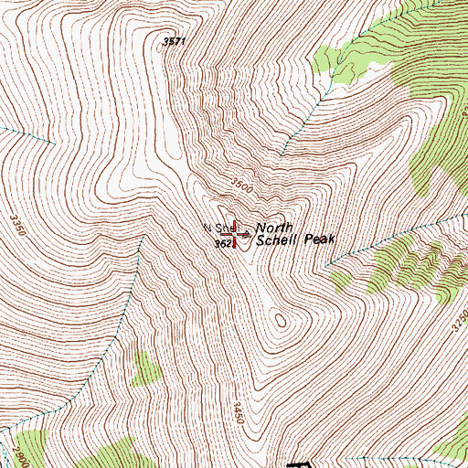 Topographic Map of North Schell Peak, NV