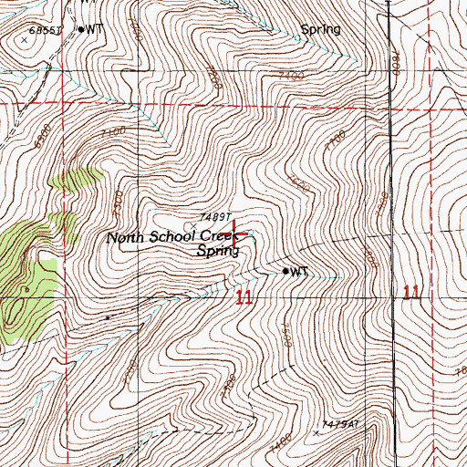 Topographic Map of North School Creek Spring, NV