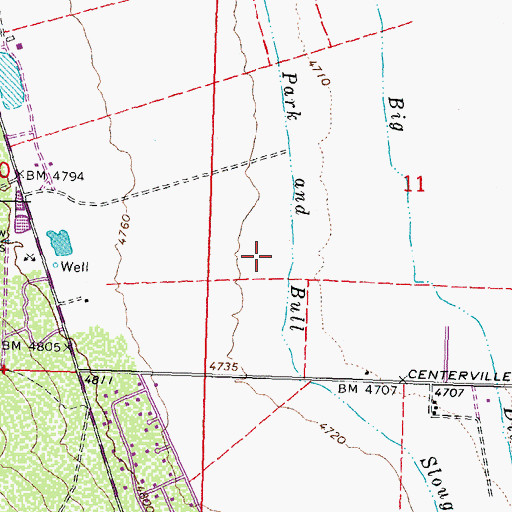 Topographic Map of Park and Bull Slough, NV