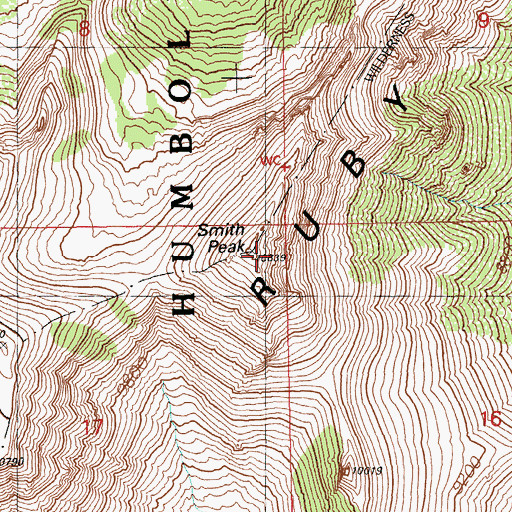 Topographic Map of Smith Peak, NV