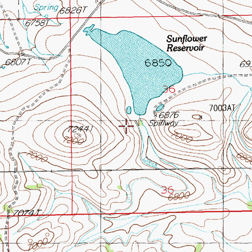 Topographic Map of Sunflower Reservoir, NV
