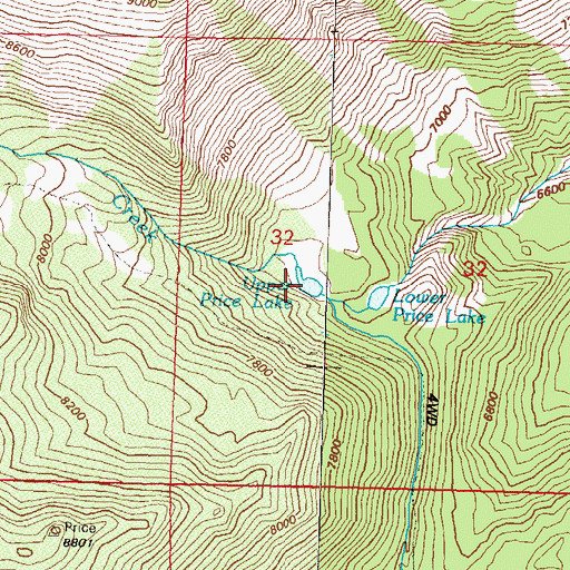 Topographic Map of Upper Price Lake, NV