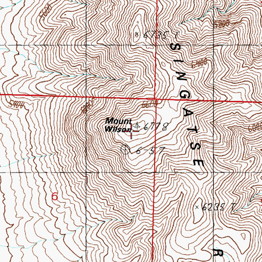 Topographic Map of Mount Wilson, NV