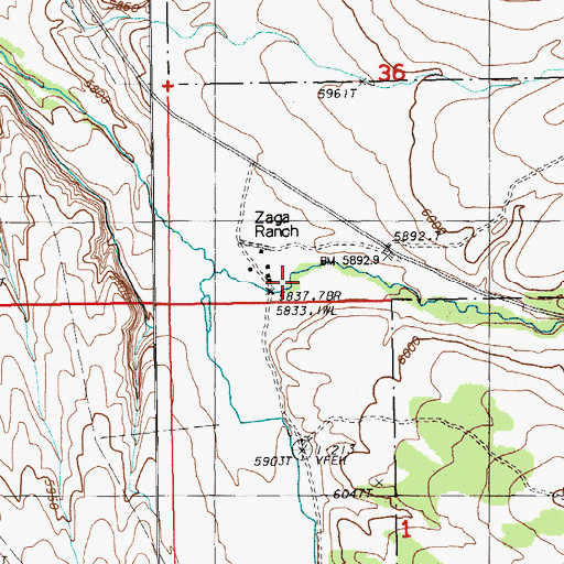 Topographic Map of Zaga Ranch, NV