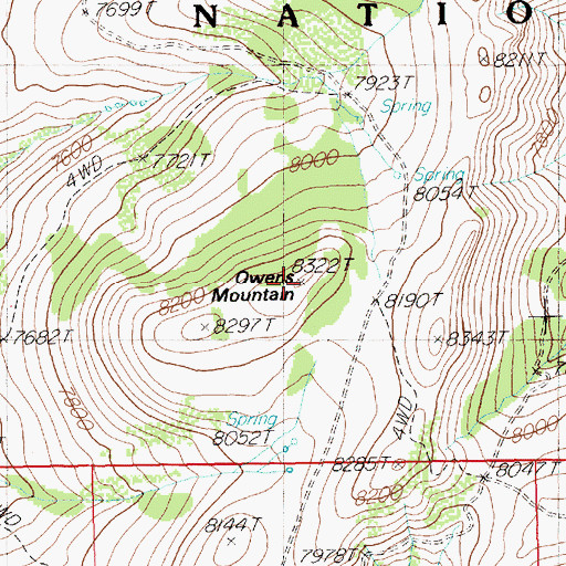 Topographic Map of Owens Mountain, NV