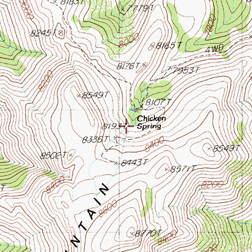 Topographic Map of Chicken Spring, NV