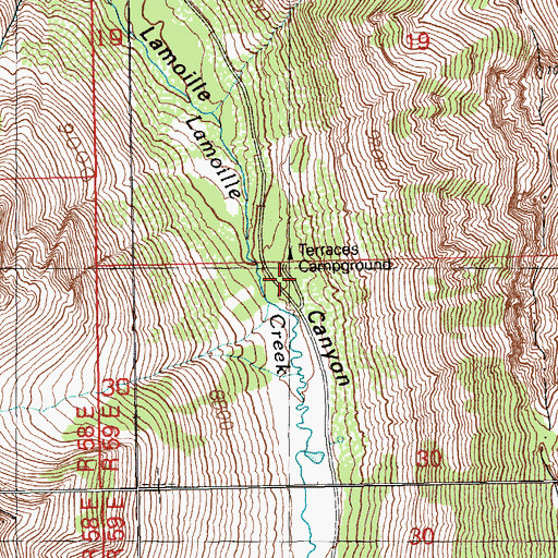 Topographic Map of Terraces Campground, NV