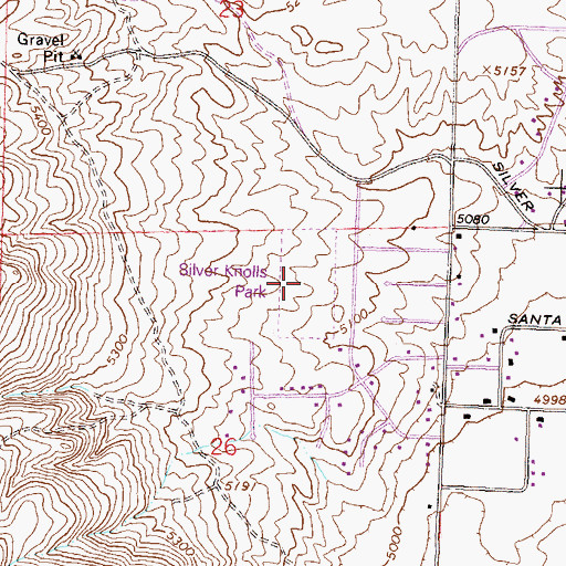 Topographic Map of Silver Knolls Park, NV