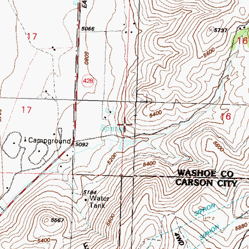 Topographic Map of Deadmans Canyon Reservoir, NV
