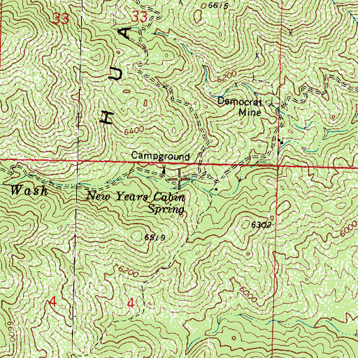 Topographic Map of New Years Cabin Spring, AZ