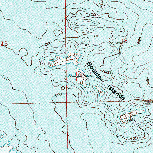 Topographic Map of Middle Boulder Island, NV