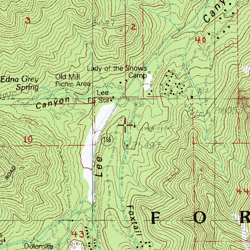 Topographic Map of Fox Tail Snow Play and Picnic Area, NV