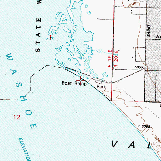 Topographic Map of Washoe Lake Boat Landing, NV