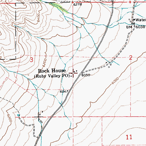 Topographic Map of Ruby Valley Post Office (historical), NV