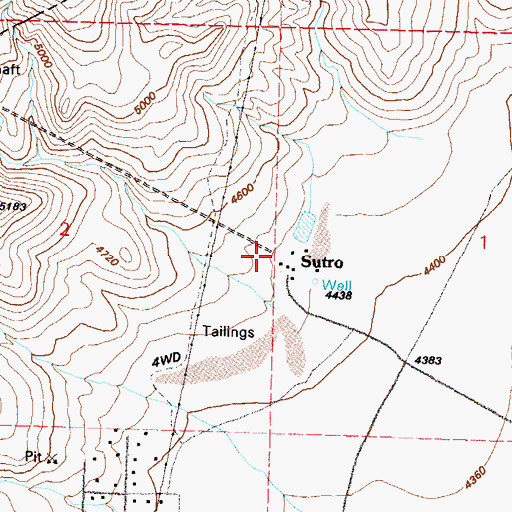 Topographic Map of Sutro Post Office (historical), NV