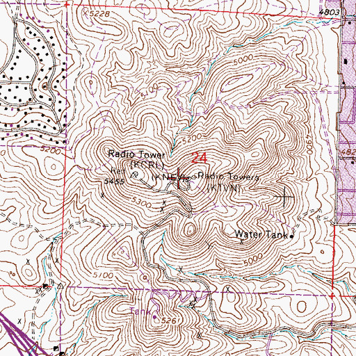 Topographic Map of KTHX-FM (Reno), NV