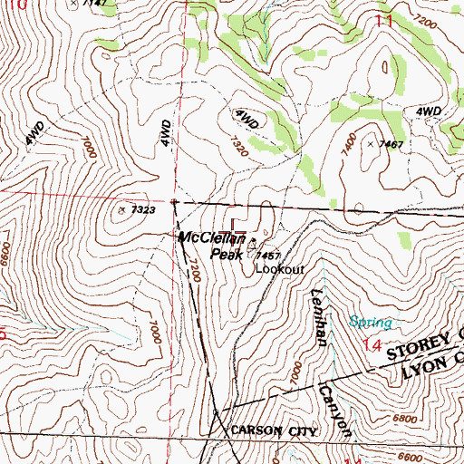 Topographic Map of KNIS-FM (Carson City), NV