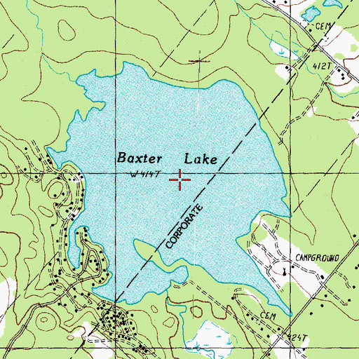 Topographic Map of Baxter Lake, NH