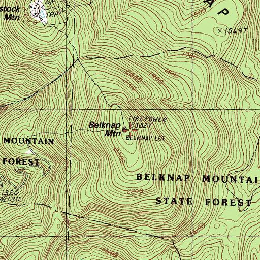 Topographic Map of Belknap Mountains, NH