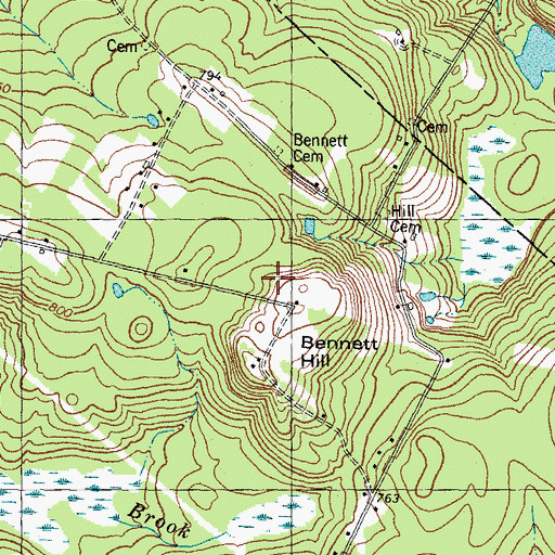 Topographic Map of Bennett Hill, NH