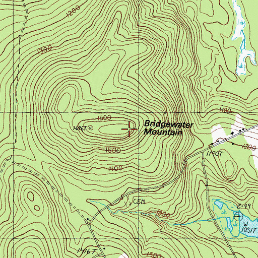 Topographic Map of Bridgewater Mountain, NH