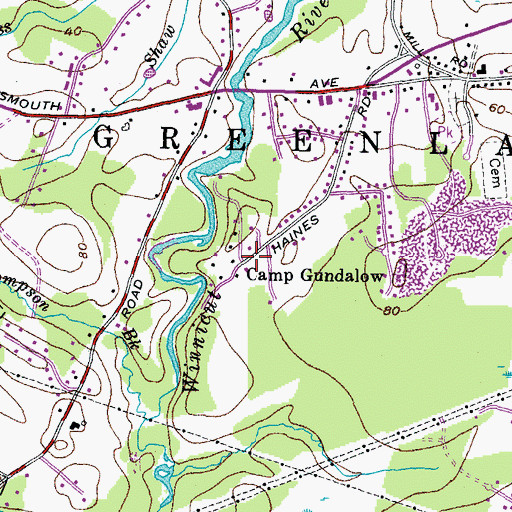 Topographic Map of Camp Gundalow, NH