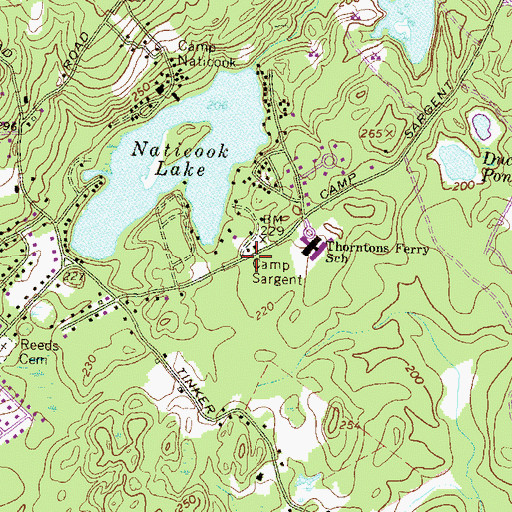 Topographic Map of Camp Sargent, NH