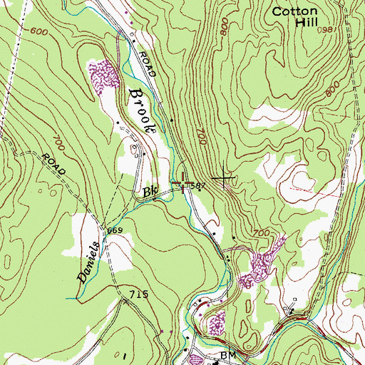 Topographic Map of Daniels Brook, NH
