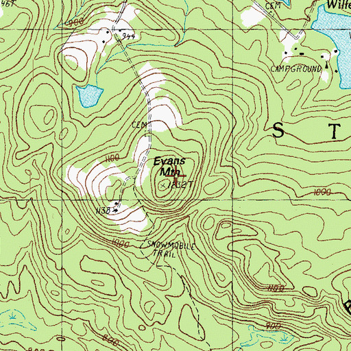 Topographic Map of Evans Mountain, NH