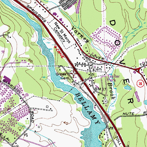 Topographic Map of Greek Cemetery, NH
