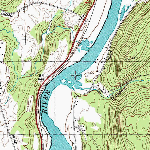 Topographic Map of Hewes Brook, NH