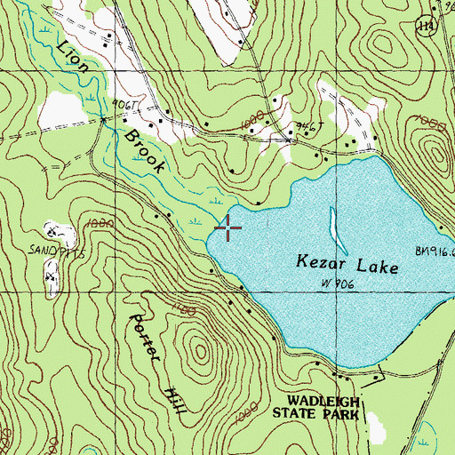 Topographic Map of Lion Brook, NH