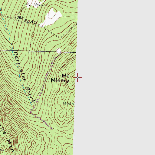 Topographic Map of Mount Misery, NH
