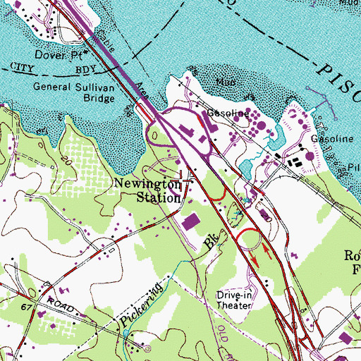 Topographic Map of Newington Station, NH