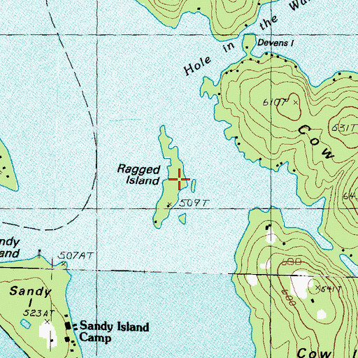Topographic Map of Ragged Island, NH