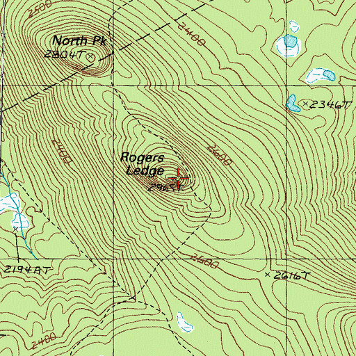 Topographic Map of Rogers Ledge, NH