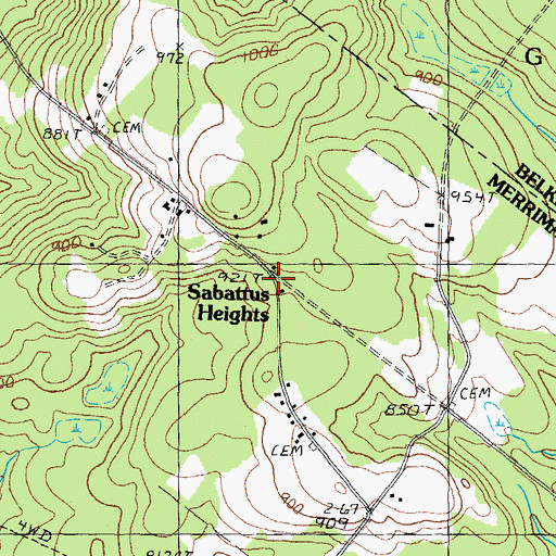 Topographic Map of Sabattus Heights, NH