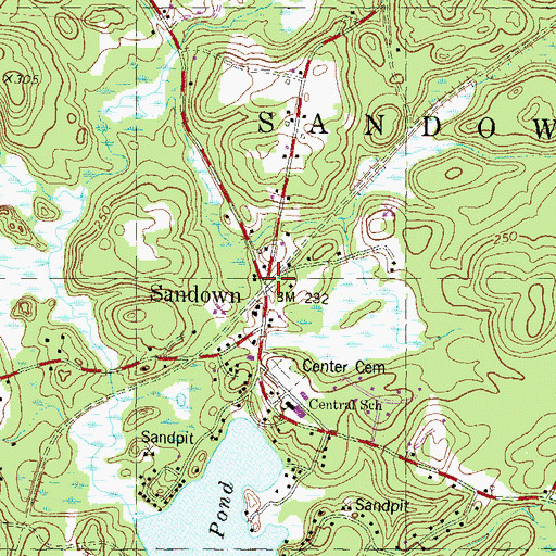 Topographic Map of Sandown, NH