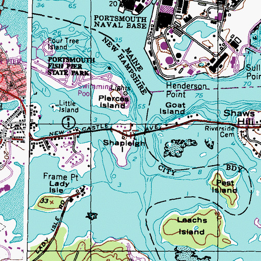 Topographic Map of Shapleigh Island, NH