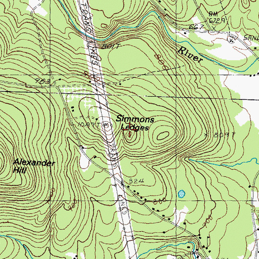 Topographic Map of Simmons Ledges, NH