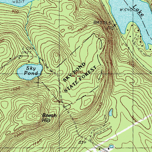 Topographic Map of Sky Pond State Forest, NH