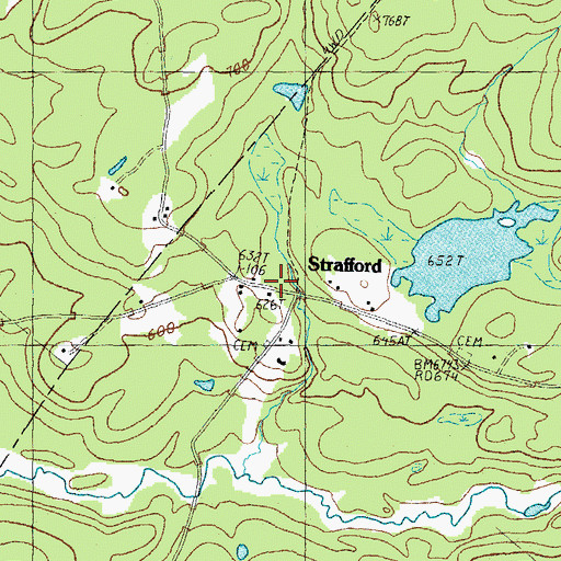 Topographic Map of Strafford, NH