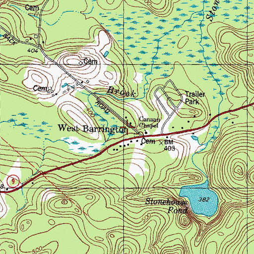 Topographic Map of West Barrington, NH