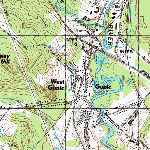 Topographic Map of West Gonic, NH