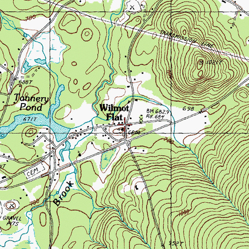 Topographic Map of Wilmot Flat, NH