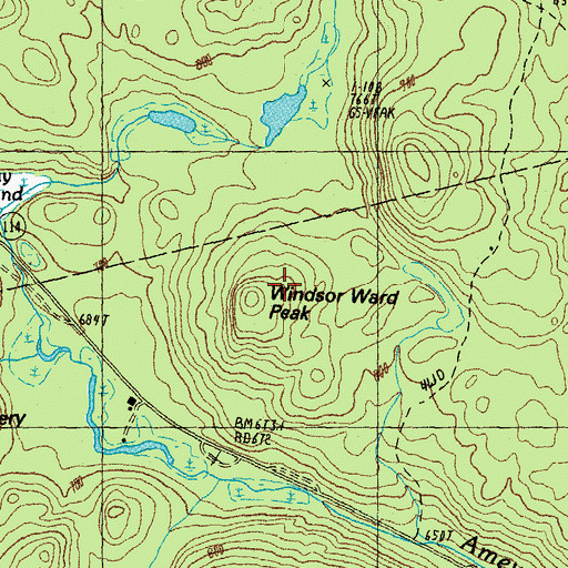 Topographic Map of Windsor Ward Peak, NH