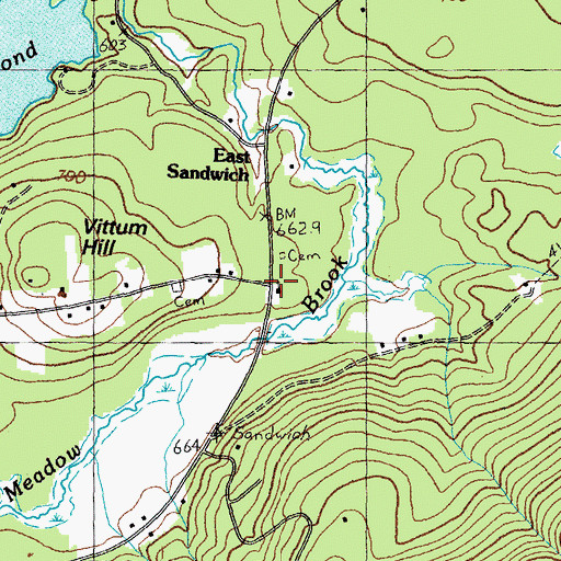 Topographic Map of East Sandwich, NH