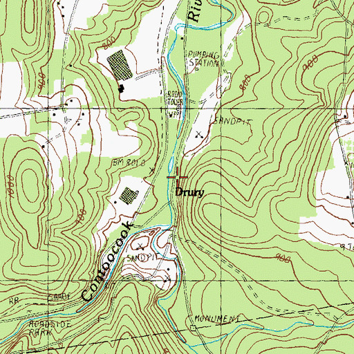 Topographic Map of Drury, NH